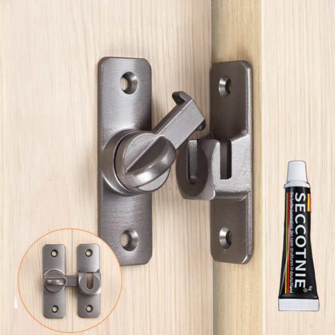 루닌 무타공 잠금장치 미닫이 여닫이 다용도 잠금고리 다크그레이, 1개