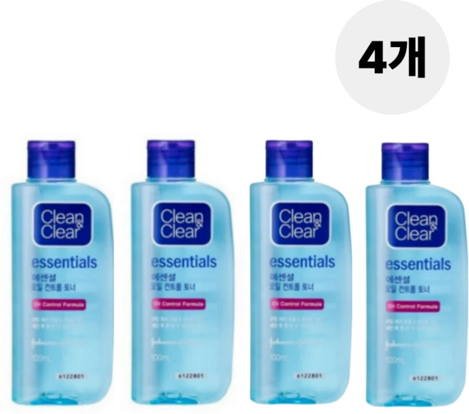 클린앤클리어 에센셜 오일컨트롤 토너, 100ml, 4개 - 쿠팡