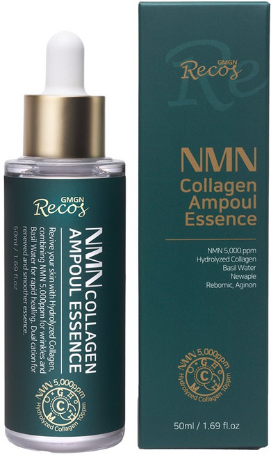 지엠지엔르코스 NMN 콜라겐 주름 개선 앰플 에센스 고함량 나이아신아마이드 펩타이드 세럼 리프팅 볼륨 영양 탄력케어 앰플, 1개, 50ml