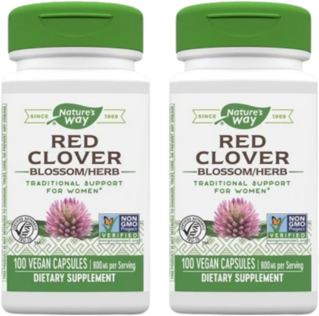 멀티구성Natures Way 붉은 토끼풀 레드 클로버 꽃 허브 800 mg veggie capsules, 100정, 2개 - 쿠팡