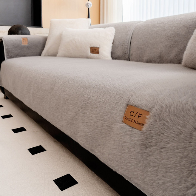 FEIFAN 겨울 미끄럼방지 극세사 토끼털 소파패드 4인용