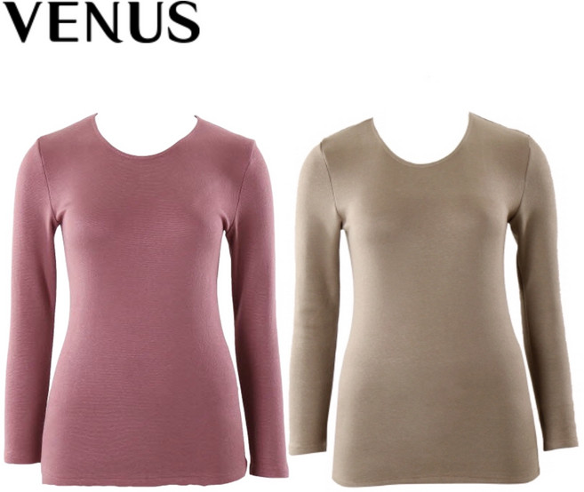 비너스 < 겨울 이월 행사 > 선물용상품 보온 발열 기능성 아크릴 면 기모 9부 여성 내복 내의 상의 VLG5059C 애플