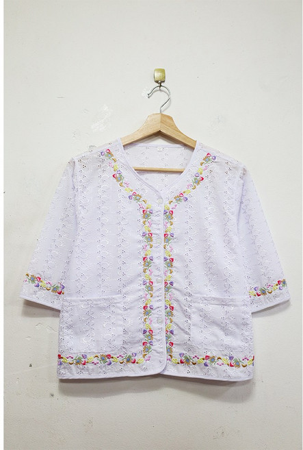 형제상회 할머니옷 오색 꽃자수 면저고리 생활한복 7부 가디건 엄마옷 0026SS12