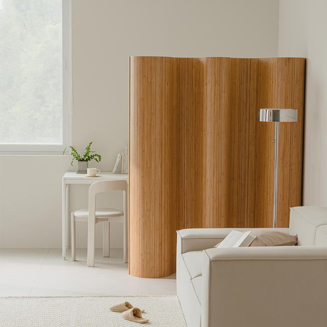 우드레이 롤러블 룸 디바이더 가림막 파티션 공간분리 가벽, 우드