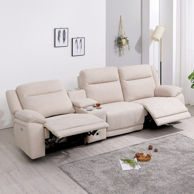 클라인 조야원단 이지클린 제로월 전동 4인 리클라이너소파 (USB포트) - 2color, 컵홀더 제외, 베이지
