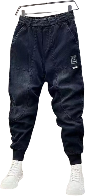 십전십미 겨울 기모 남자 청바지 블랙 조거 밴딩 배기 팬츠