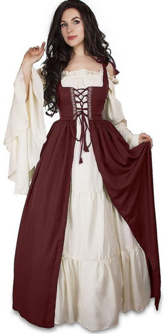 중세 르네상스 복고풍 드레스 투피스세트 시대의상 졸업사진 코스튬옷 0E034+