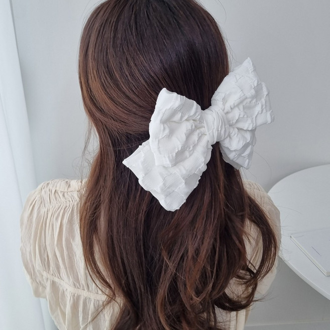 릴리트리 통통 귀여운 엠보 왕리본핀 4칼라