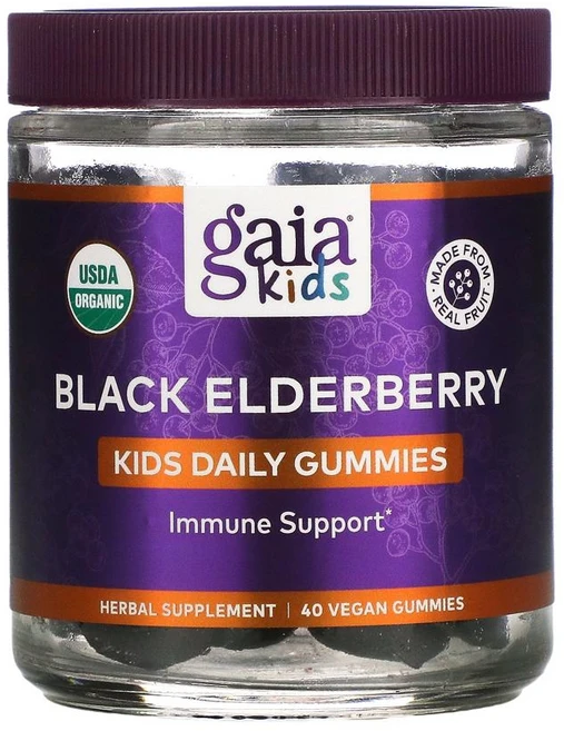 가이아허브 키즈 에브리데이 엘더베리 비건구미 40개 블랙엘더베리 함유, 어린이, 츄어블 - 쿠팡