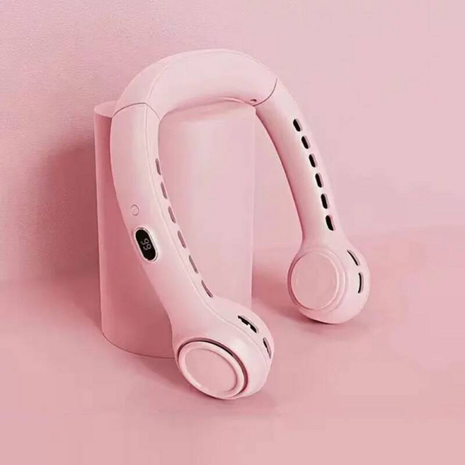 넥 밴드 목걸이 선풍기 샤오미 스포츠 년 신제품 울트라 사일런트 야외 휴대용 Usb 충전식 리프리스, Pink