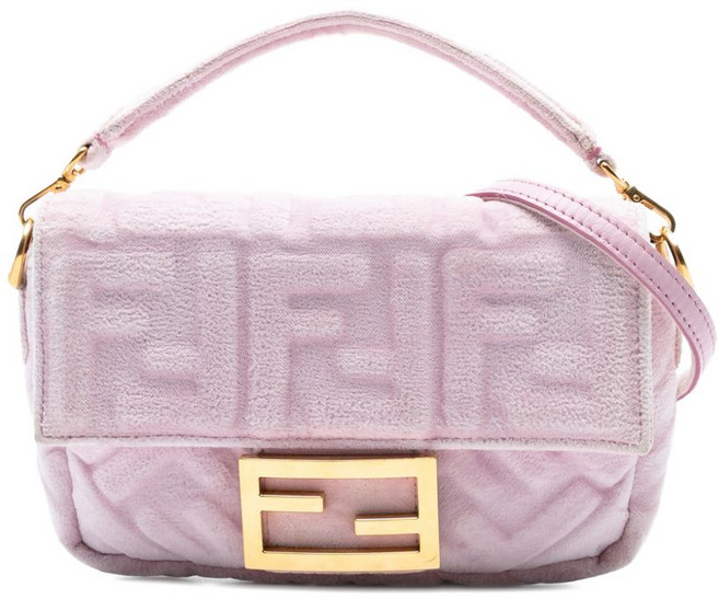 펜디 중고 2010-2025 미니 주카 엠보스드 벨벳 바게트 사첼 백