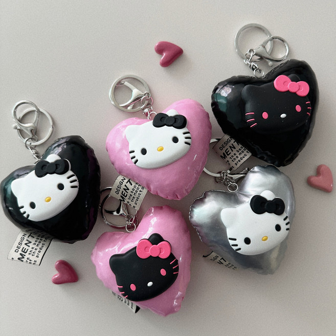 퐁신 패딩 레트로 키티키링 미니 키링 작고 귀여운 여자키링