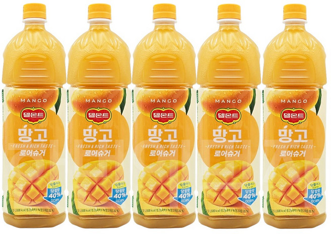 델몬트 망고 로어슈거 1.5, 5개, 1.5L
