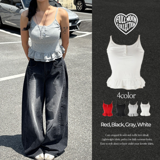 (쁘띠일체형캡내장)베이비프릴크롭나시탑