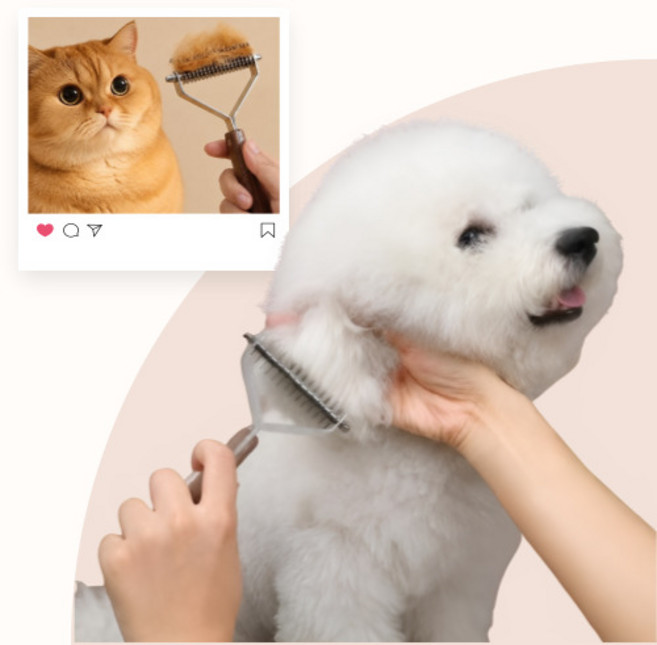 반려동물 털관리 털엉킴방지 톱니빗 강아지 고양이 그루밍케어 브러쉬, 1개, 톱니 실버