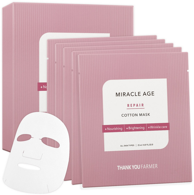 땡큐파머 미라클 에이지 리페어 코튼 마스크, 5개입, 1개