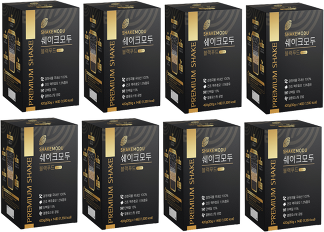 쉐이크모두 100% 국산 블랙푸드(30g x 14포 x 8박스) 프리미엄 선식 서리태 식사대용, 30g, 112개