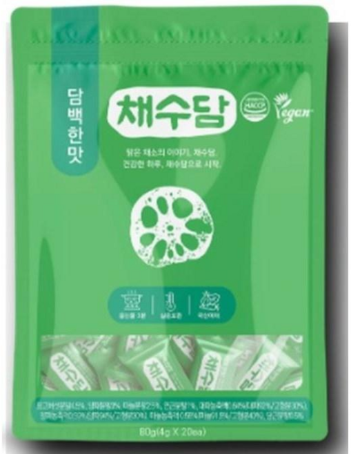 채수담 비건 코인육수 담백한맛 80g 20정 고체육수 야채육수, 1개