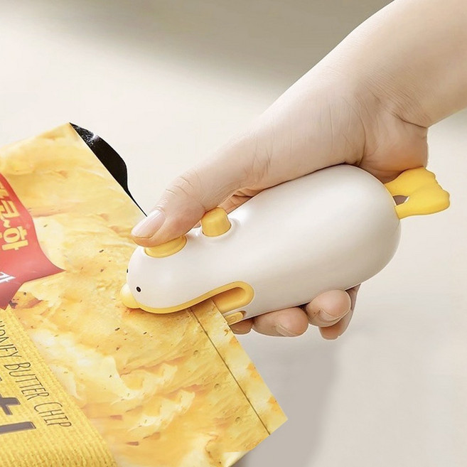 허니잼 귀여운 오리 휴대용 비닐접착기 미니 비닐 실링기 가정용 핸드실러 집들이선물, 1개