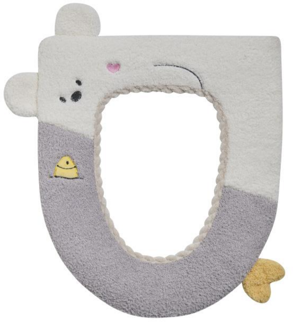 극세사 변기커버 변기시트 빨아쓰는변기시트 엉뜨 궁뜨 따뜻한 탈부착 보온 푹신푹신 쿠션 겨울 변기손잡이 변기덮개 변기시트, 1개, 흰색