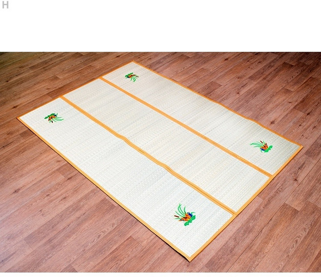 천연왕골 접이식 돗자리 3단 140x190cm, 골드