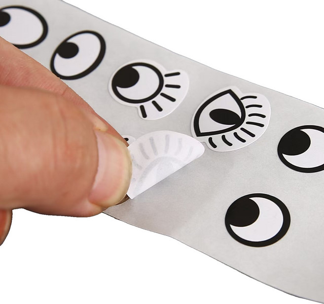 눈모양 눈알 스티커 붙이는 눈 견출지, 2개, 화이트