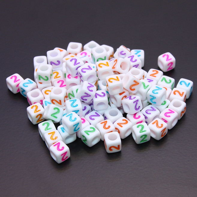 숫자 비즈 하트 십자가 스마일 비즈 개별판매, 혼합색상, 1세트, 2