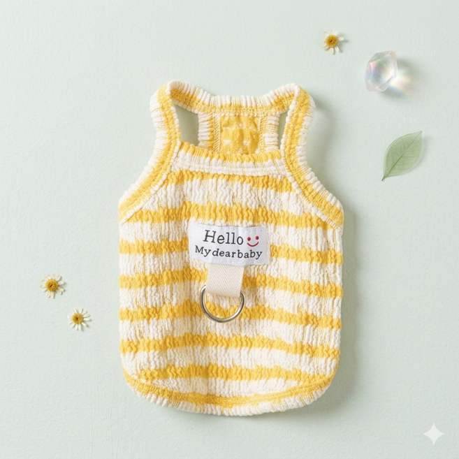 차르미콜 강아지 옷 상큼한 여름 쿨 민소매 티셔츠 2501, 1개, 록 옐로우