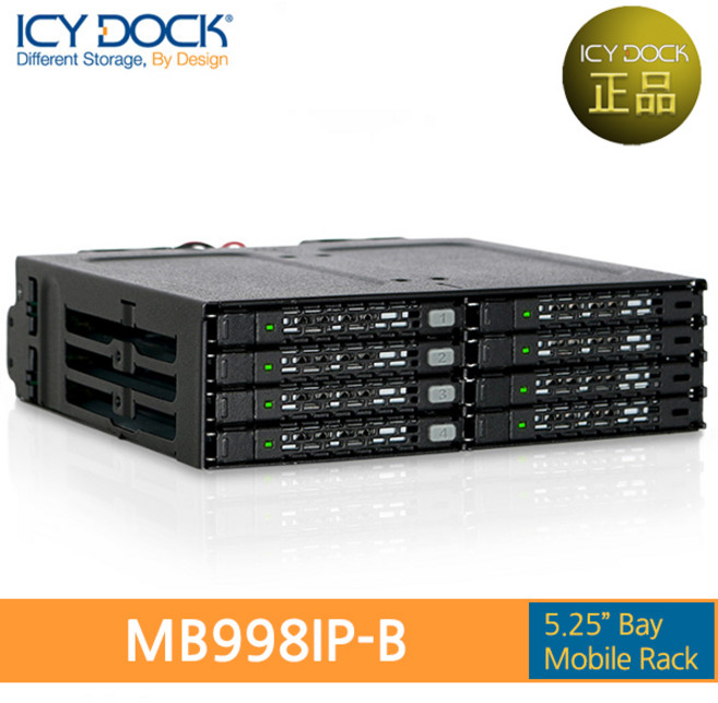 ICY DOCK MB998IP-B 8베이 2.5인치 SATA HDD 하드랙 정품, 1개