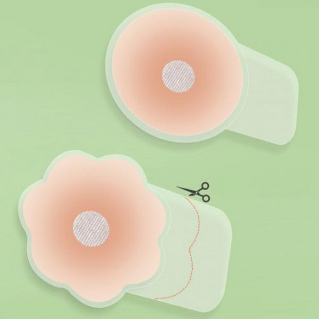 (우후) 가슴을 끌어올리는 여성니플패치 리프팅 니플패드 2쌍 (원형+플라워), 2개