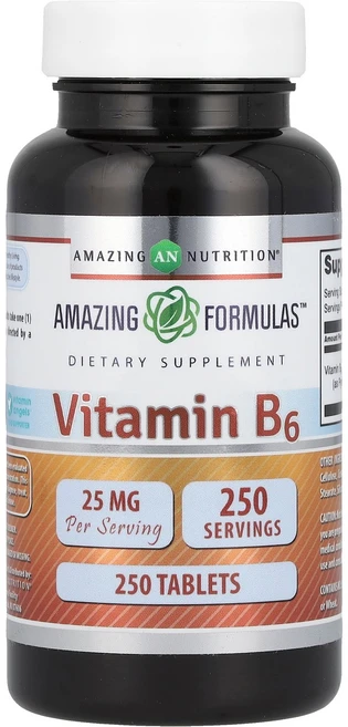 어메이징 뉴트리션 비타민B6 25mg 250정, 1개 - 쿠팡