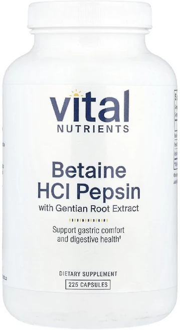 바이탈 베타인 HCl 펩신 Betaine HCl Pepsin 용담 뿌리 추출물 225정, 1개 - 쿠팡