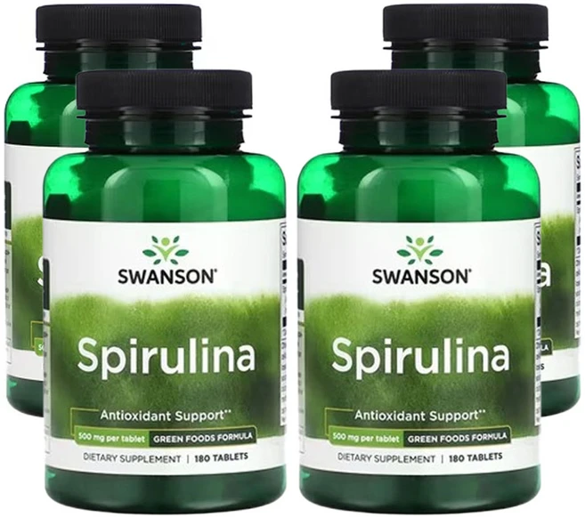 스완슨 유기농 인증 스피루리나 500mg, 4개, 180정 - 쿠팡