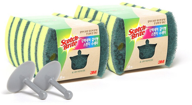 스카치브라이트 쓰리엠 걸이형 강력세척 스펀지 수세미, 6개입, 2개