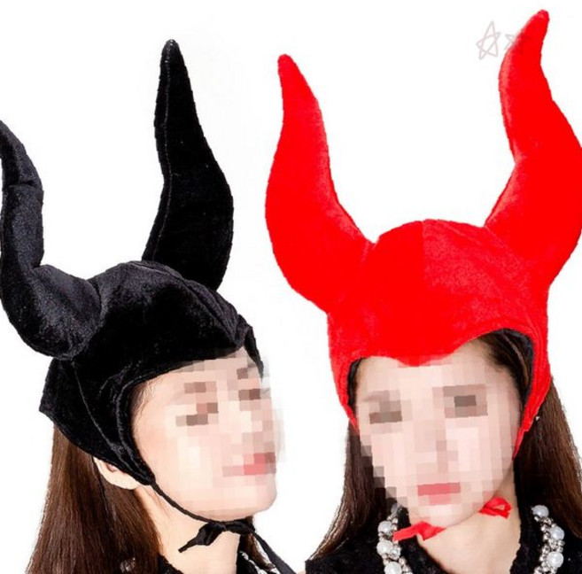 할로윈 뿔 장식 머리띠 파티 행사 변장 소품 무도회 축제 캐릭터 연출, 1개, 블랙