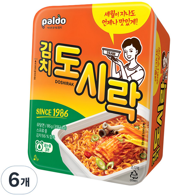 팔도도시락 김치 86g, 6개
