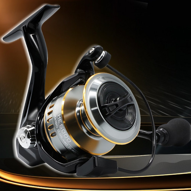 Rooblinos 범용 라이트 웨이트 스피닝릴, 블랙 + 골드, RY3000