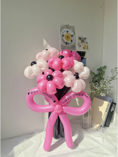[완제품] 풍선꽃다발 생일 이벤트 기념일 브라이덜 샤워 행사 촬영 파티용품 학예회 웨딩 돌 백일 사진 승진 어버이날 스승의날 어린이날, 1개, 데이지 5송이