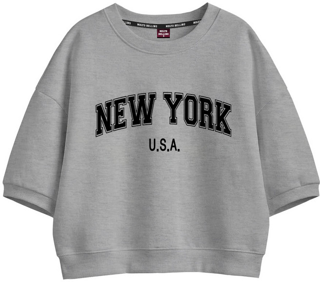 몰토벨리노 SF 뉴욕USA 오버핏 세미크롭 반팔 맨투맨 티셔츠