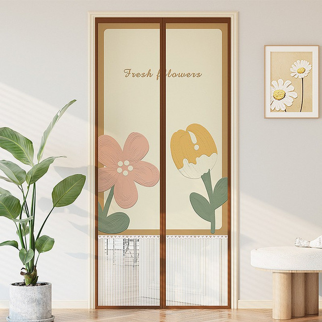 방일 현관문 방문 반투명 모기방지 메쉬 문발 세트 일체형 자석 프리미엄 모기장 + 찍찍이테이프 + 오픈고정자석, D