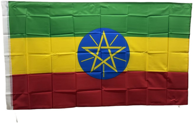 에티오피아 국기 Ethiopia flag 90x150cm 야외용 이중스티치 폴리에스터 깃발, 1개, MIXED COLOUR