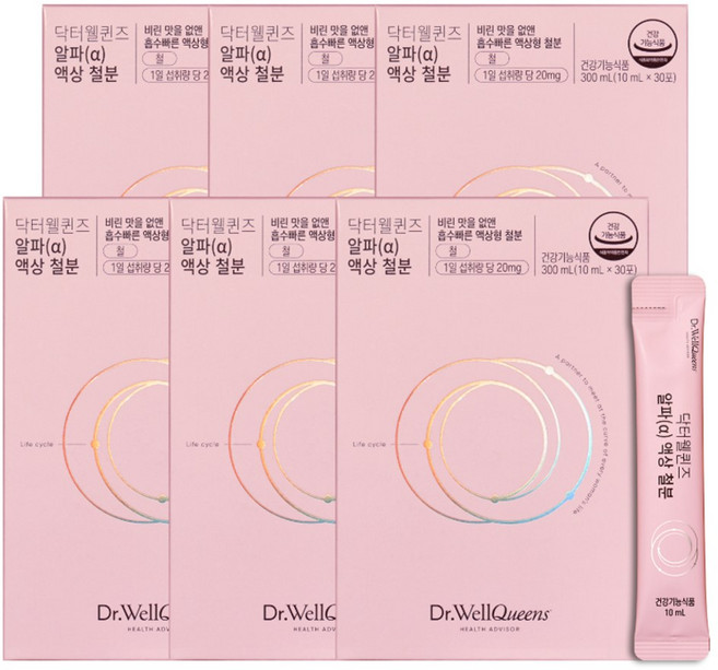 닥터웰퀸즈 알파 임산부 어린이 액상철분, 300ml, 6개