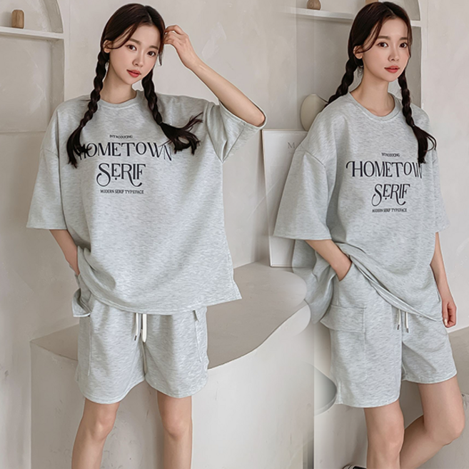 NewCare 여성 루즈핏 트레이닝복 세트 반팔 반바지 투피스 추리닝