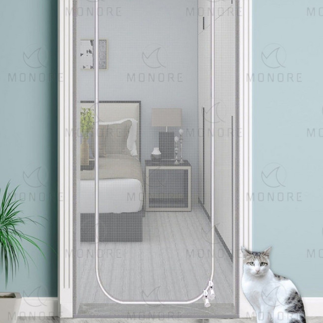 붙이는 방묘망 방문접착식 자크형 메쉬 고양이 격리문, U형 블랙, 1개