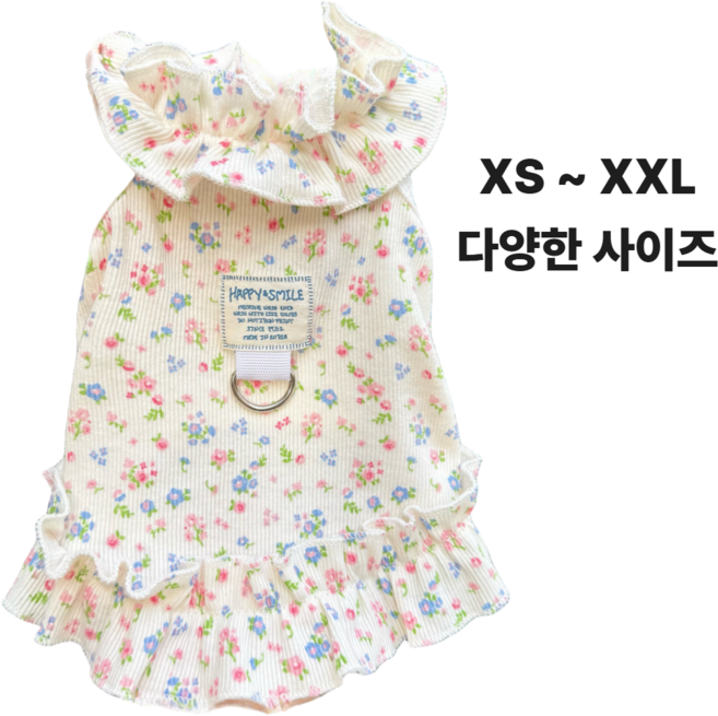 루베토 편안한 밴딩 강아지옷 원피스, 1개, 플라워