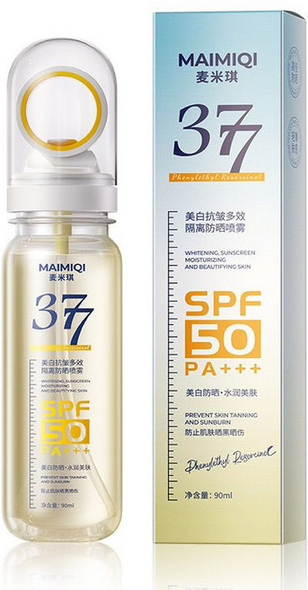 防曬水 377水感防曬噴霧SPF50 冰感防曬乳 身體防曬 防曬霜 防曬噴霧 水晶防曬噴霧 可上飛機捷運, 1件, SPF50++++水感防曬噴霧90ml,兩瓶, 90ml