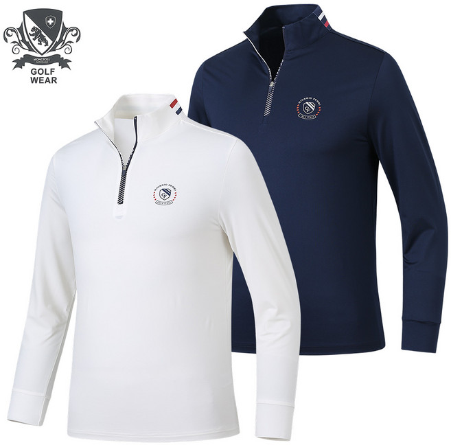 몽크로스 남자 여름 냉감 티셔츠 긴팔 집업 골프웨어 남성 아이스 쿨링 스판 기능성 티 MC