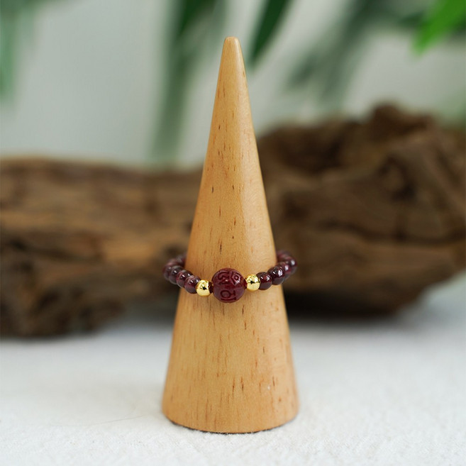 경면주사 비즈 구슬 부적 불교 염주 반지, 육자진언