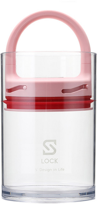 에스락 트라이탄 3초 원터치 진공밀폐용기 800ml 원두 커피 소분 보관 시리얼 반려동물 사료통, 핑크레드, 1개