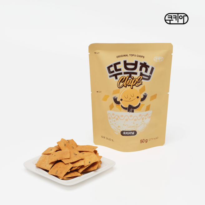 바삭 고소 뚜부칩 오리지널 두부과자 두부칩 쿠키아 뚜부과자, 50g, 6개